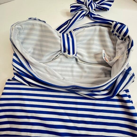 Beverly Swimwear Blue & White Stripe Tankini Swimsuit Top Sz Small - Picture 5 of 9